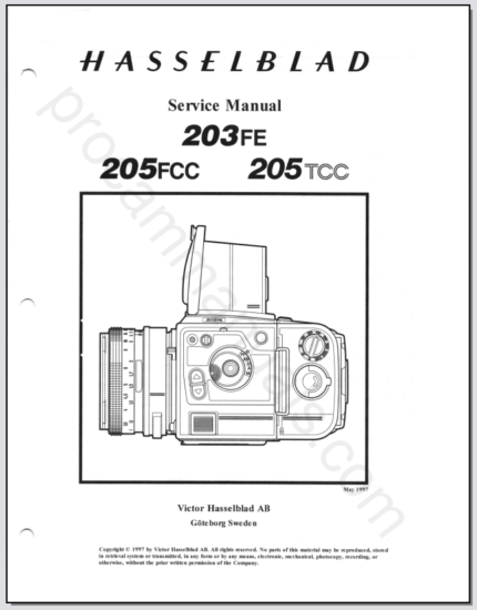 Hasselblad 203FE, 205FCC, 205TCC Service Manual