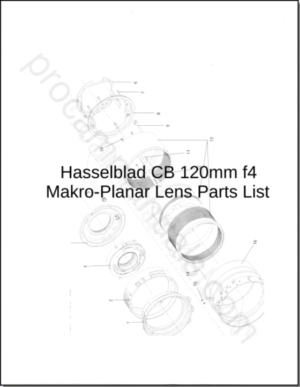 Hasselblad CB 120mm f4 Makro-Planar Lens Parts List