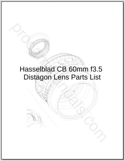 Hasselblad CB 60mm f3.5 Distagon Lens Parts List