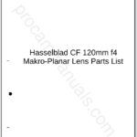 Hasselblad CF 120mm f4 Makro-Planar Lens Parts List