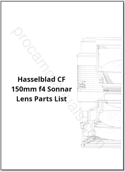 Hasselblad CF 150mm f4 Sonnar Lens Parts List