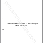 Hasselblad CF 30mm f3.5 F-Distagon Lens Parts List
