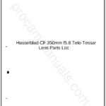 Hasselblad CF 350mm f5.6 Tele-Tessar Lens Parts List