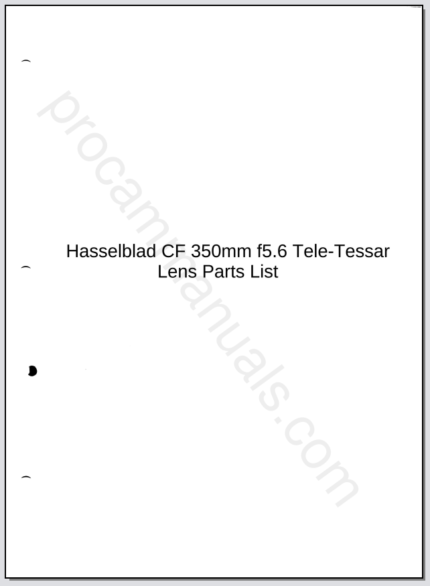 Hasselblad CF 350mm f5.6 Tele-Tessar Lens Parts List