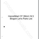 Hasselblad CF 38mm f4.5 Biogon Lens Parts List