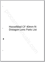 Hasselblad CF 40mm f4 Distagon Lens Parts List