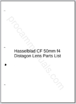 Hasselblad CF 50mm f4 Distagon Lens Parts List