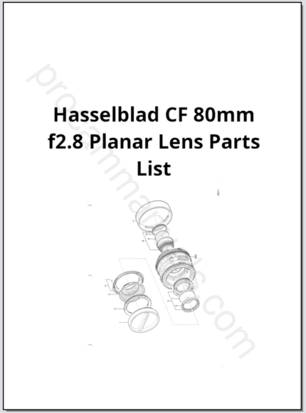 Hasselblad CF 80mm f2.8 Planar Lens Parts List