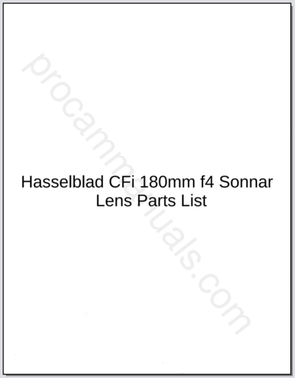 Hasselblad CFi 180mm f4 Sonnar Lens Parts List