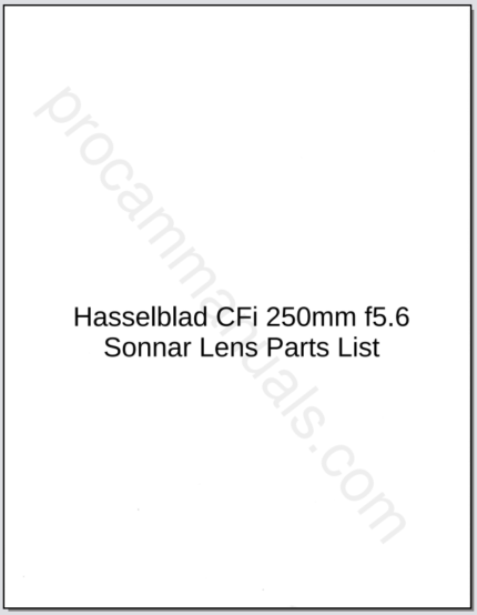 Hasselblad CF 250mm f5.6 Sonnar Lens Parts List