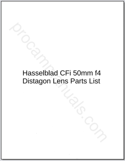 Hasselblad CFi 50mm f4 Distagon Lens Parts List