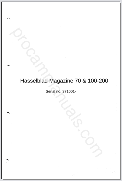 Hasselblad Magazine 70 & 100-200 (371001-)