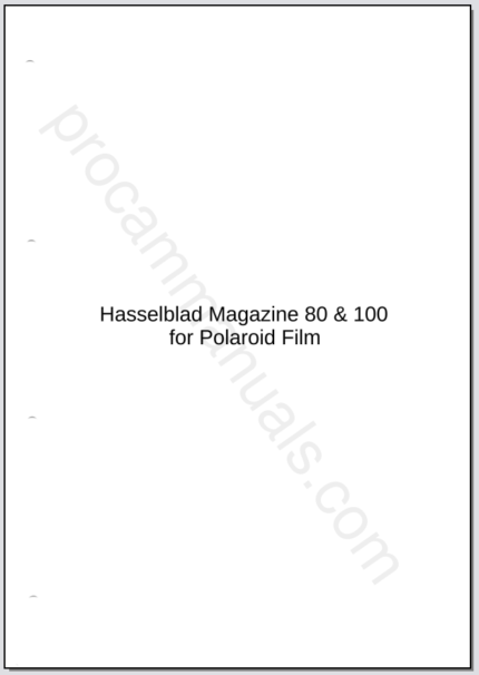 Hasselblad Magazine 80 & 100 for Polaroid Film