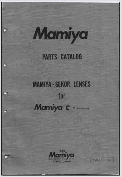 Mamiya-Sekor Lenses for Mamiya C Professional Parts Catalogue