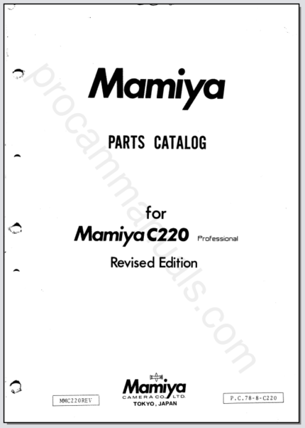 Mamiya C220 Revised Parts List (Old & New)