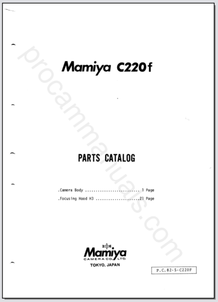 Mamiya C220f Parts Catalog