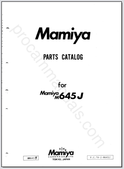 Mamiya M645J Parts Catalog