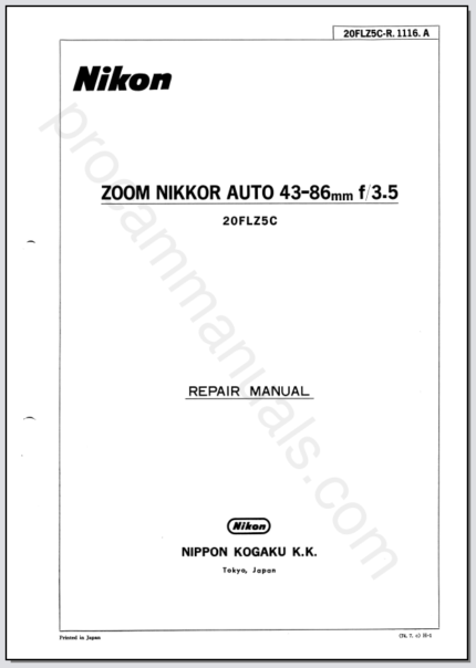 Nikon Zoom Nikkor Auto 43-86mm f3.5 Non-Ai 20FLZ5C