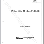 Nikon AF Zoom-Nikkor 75-240mm f4.5-5.6 D JAA76851 Repair Manual