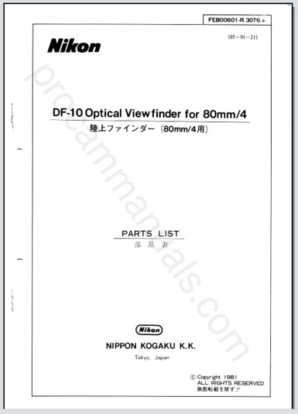 Nikon DF-10 Optical Viewfinder for 80mm f4 FEB00601