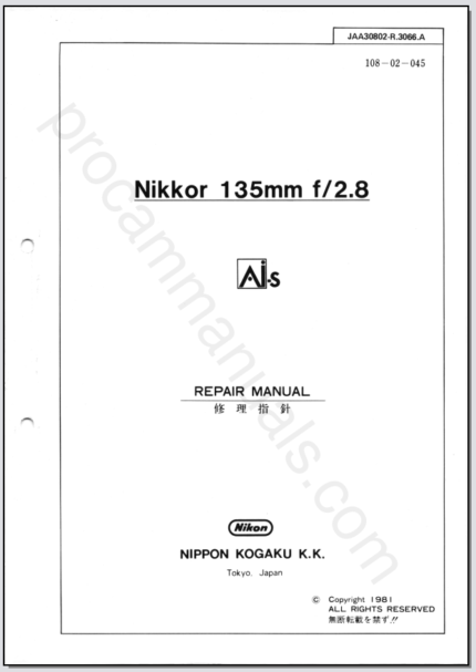 Nikon Nikkor 135mm f2.8 Ai-S JAA30802