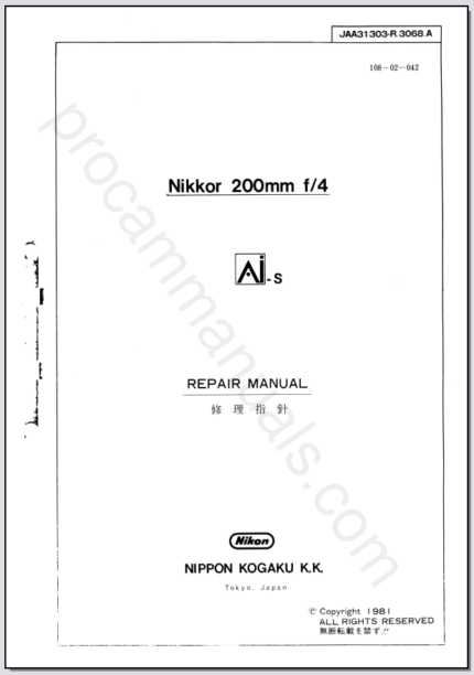 Nikon Nikkor 200mm f4 Ai-S JAA31303