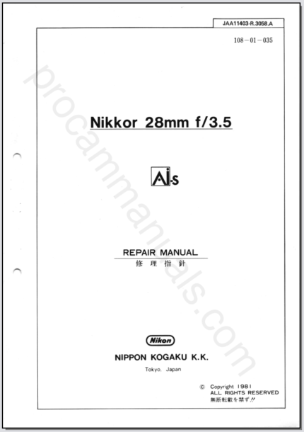 Nikon Nikkor 28mm f3.5 Ai-S JAA11403