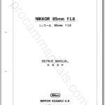 Nikon Nikkor 85mm f1.8 Non-Ai 20FL85K
