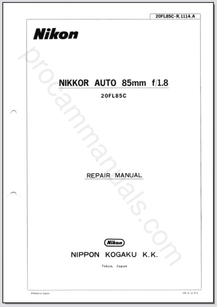 Nikon Nikkor Auto 85mm f1.8 Non-Ai 20FL85C