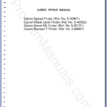 Canon F-1 Finders No. S-004 (Speed Finder (Ref. No. 5-40801), Waist Level Finder (Ref. No. 5-40902), Servo EE Finder (Ref. No. 5-60101), Booster T Finder (Ref. No. 60091)) Service Manual