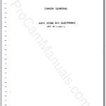 Canon Auto Zoom 814 Electronic No. K-015 Service Manual