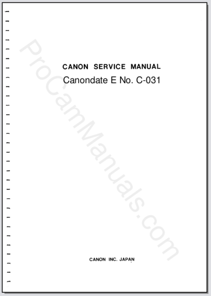 Canon Canondate E No. C-031 Service Manual