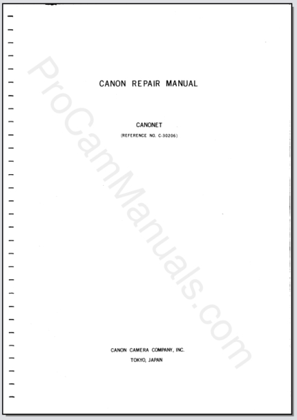 Canon Canonet No. C-004 Service Manual