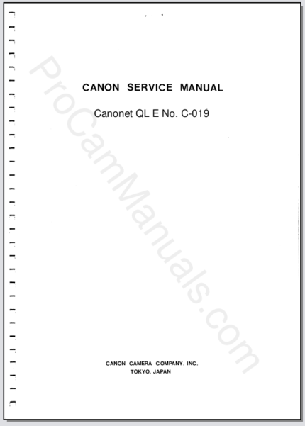 Canon Canonet QL E No. C-019 Service Manual