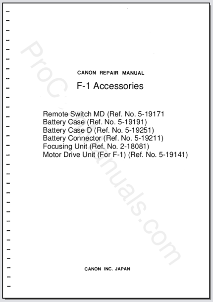 Canon F-1 Accessories No. S-005 Service Manual