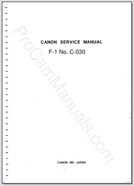 Canon F-1 No. C-030 Service Manual