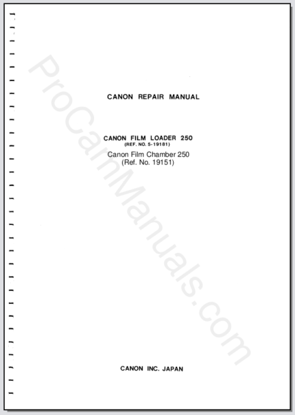 Canon Film Chamber 250 No. S-003 Service Manual