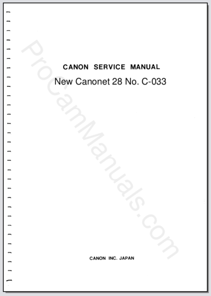 Canon New Canonet 28 No. C-033 Service Manual