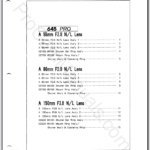 Mamiya 645 Pro A 55mm f.8 NL, A 80mm f2.8 NL, A 150mm f3.8 NL Lens Parts List