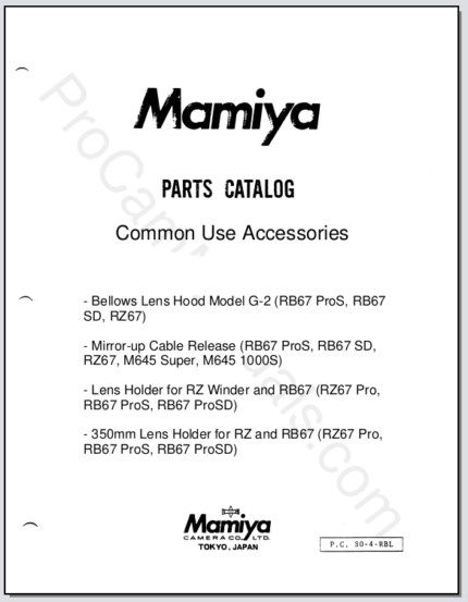 Mamiya Common Use Accessories (for RB67, RZ67, etc)