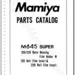 Mamiya M645 Super 120,220 Outer Housing Film Holder N, 120,220 Roll Film Insert Parts Catalog