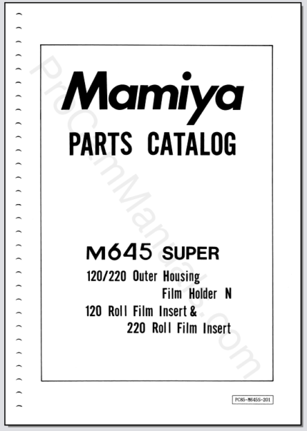 Mamiya M645 Super 120,220 Outer Housing Film Holder N, 120,220 Roll Film Insert Parts Catalog