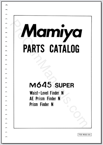 Mamiya M645 Super Waist Level Finder N, AE Prism Finder N, Prism Finder N Parts Catalog