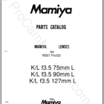 Mamiya RB67 ProSD KL f3.5 75mm L, KL f3.5 90mm L, KL f3.5 127mm L Lens Parts List