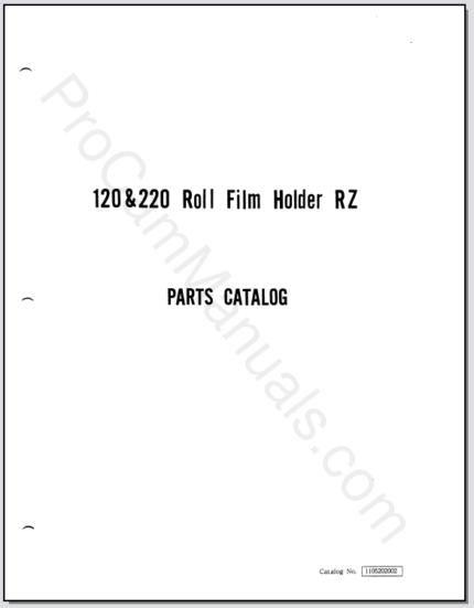 Mamiya 120 & 220 Roll Film Holder RZ Parts Catalog