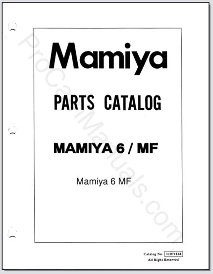 Mamiya 6 MF Camera Body Parts Catalog