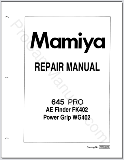 Mamiya 645 Pro AE Finder FK402 & Power Grip WG402 Repair Manual