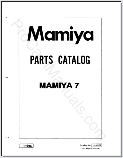 Mamiya 7 Camera Body Parts Catalog