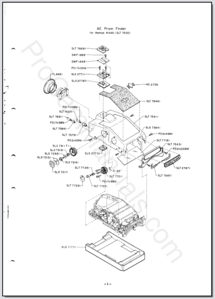 Mamiya M645 AE Prism Finder (SLT7500) Parts Catalog