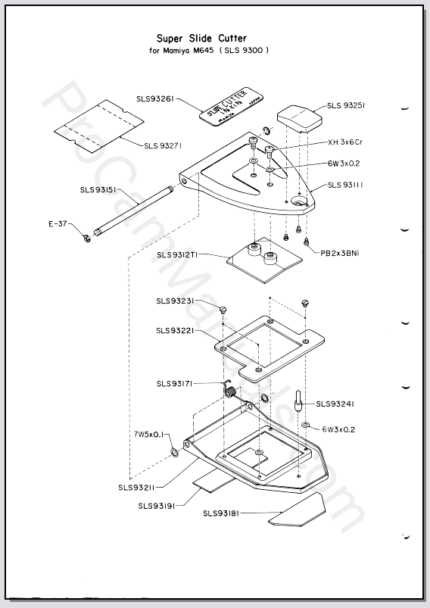 Mamiya M645 Super Slide Cutter (SLS9300) Parts List